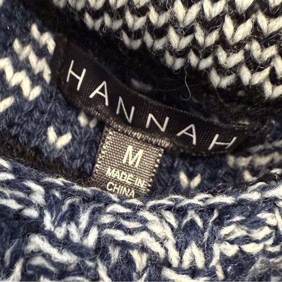 Hannah blue white long line open front knit cardigan SZ M - Picture 5 of 11